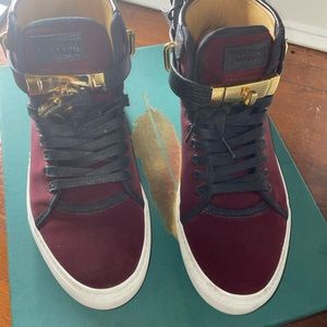Buscemi burgundy & black sneakers, size 10